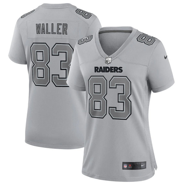 Women's Las Vegas Raiders #83 Darren Waller Gray Atmosphere Fashion Stitched Game Jersey(Run Small) Women's Las Vegas Raiders #83 Darren Waller Gray Atmosphere Fashion Stitched Game Jersey(Run Small)